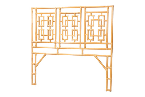 bali & pari Galvan Bohemian Natural Rattan Queen Size Standalone Headboard