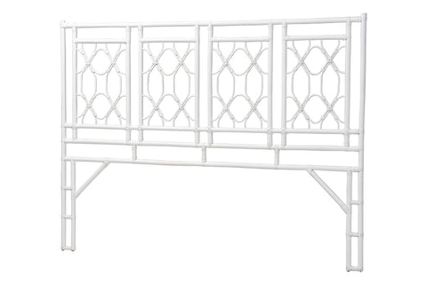 bali & pari Sampson Bohemian White Rattan King Size Standalone Headboard