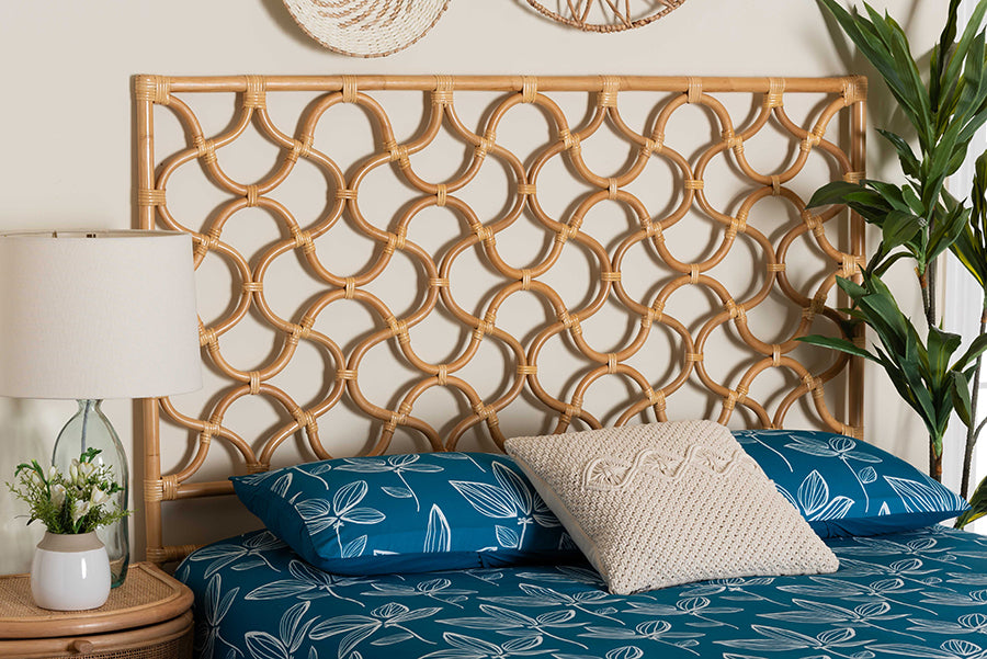 bali & pari Kalcya Bohemian Natural Rattan Queen Size Standalone Headboard