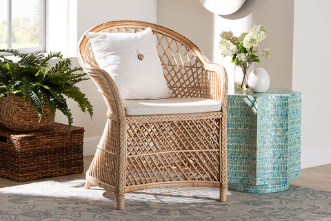 bali & pari Casilda Bohemian Natural Braided Rattan Arm Chair