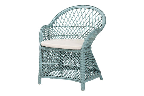 bali & pari Casilda Bohemian Light Blue Braided Rattan Arm Chair