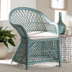 bali & pari Casilda Bohemian Light Blue Braided Rattan Arm Chair