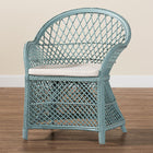 bali & pari Casilda Bohemian Light Blue Braided Rattan Arm Chair
