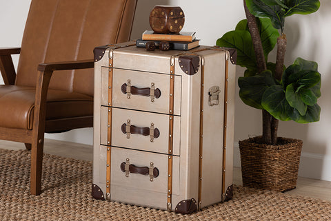 Baxton Studio Naylor Vintage Matte Bronze 3-Drawer Cabinet
