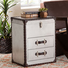 Baxton Studio Calidore Vintage Silver Metal 2-Drawer End Table