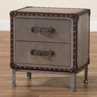 Baxton Studio Jacey Vintage Silver Metal 2-Drawer End Table