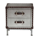 Baxton Studio Jacey Vintage Silver Metal 2-Drawer End Table