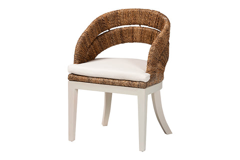 bali & pari Ubud Bohemian Natural Seagrass and Mahogany Wood Dining Chair