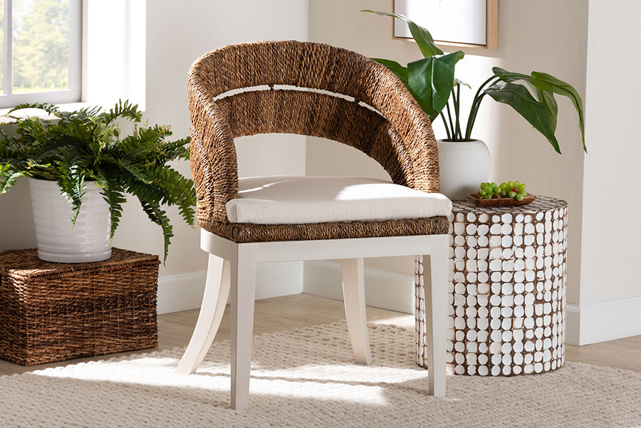 bali & pari Ubud Bohemian Natural Seagrass and Mahogany Wood Dining Chair
