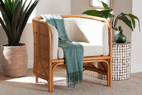 bali & pari Bandung Bohemian Light Honey Rattan Accent Chair