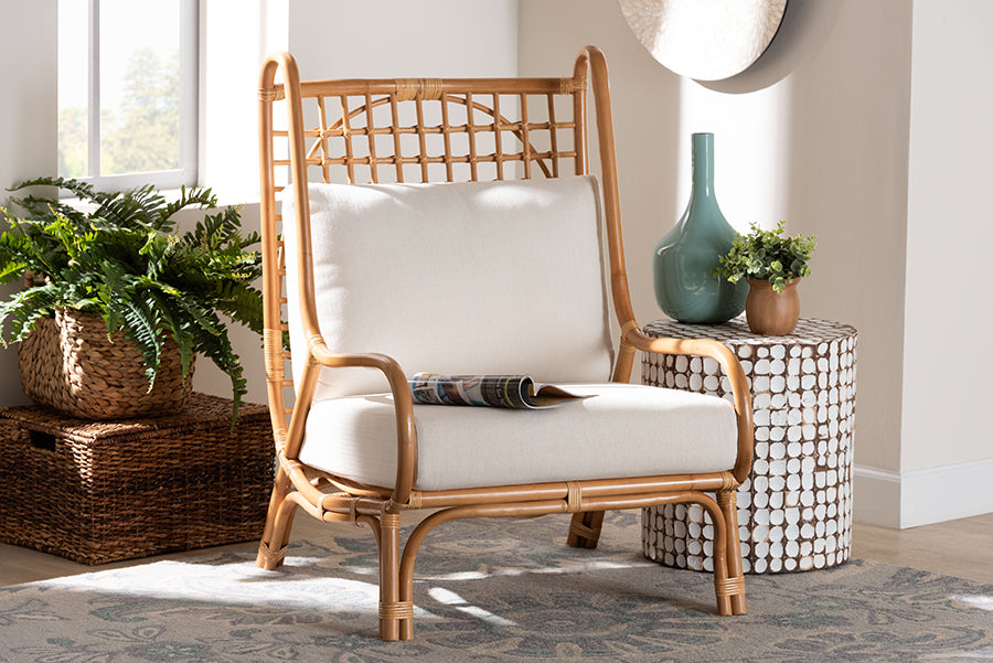 bali & pari Helina Bohemian Light Honey Rattan Accent Chair
