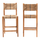 bali & pari Prita Bohemian Paper Loom and Natural Mahogany Wood 2-Piece Bar Stool Set