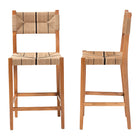bali & pari Prita Bohemian Paper Loom and Natural Mahogany Wood 2-Piece Bar Stool Set