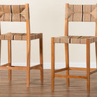 bali & pari Prita Bohemian Paper Loom and Natural Mahogany Wood 2-Piece Bar Stool Set