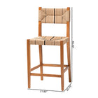 bali & pari Prita Bohemian Paper Loom and Natural Mahogany Wood 2-Piece Bar Stool Set