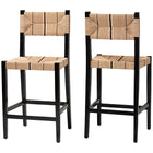 bali & pari Prita Bohemian Paper Loom and Black Mahogany Wood 2-Piece Bar Stool Set