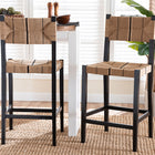 bali & pari Prita Bohemian Paper Loom and Black Mahogany Wood 2-Piece Bar Stool Set