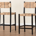 bali & pari Prita Bohemian Paper Loom and Black Mahogany Wood 2-Piece Bar Stool Set