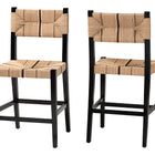 bali & pari Prita Bohemian Paper Loom and Black Mahogany Wood 2-Piece Counter Stool Set