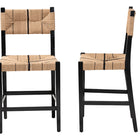 bali & pari Prita Bohemian Paper Loom and Black Mahogany Wood 2-Piece Counter Stool Set