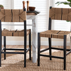 bali & pari Prita Bohemian Paper Loom and Black Mahogany Wood 2-Piece Counter Stool Set
