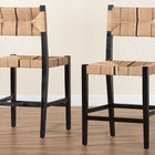 bali & pari Prita Bohemian Paper Loom and Black Mahogany Wood 2-Piece Counter Stool Set