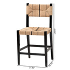 bali & pari Prita Bohemian Paper Loom and Black Mahogany Wood 2-Piece Counter Stool Set