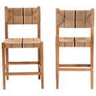 bali & pari Prita Bohemian Paper Loom and Natural Mahogany Wood 2-Piece Counter Stool Set