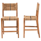 bali & pari Prita Bohemian Paper Loom and Natural Mahogany Wood 2-Piece Counter Stool Set