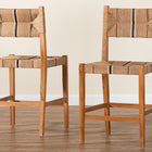 bali & pari Prita Bohemian Paper Loom and Natural Mahogany Wood 2-Piece Counter Stool Set