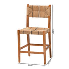 bali & pari Prita Bohemian Paper Loom and Natural Mahogany Wood 2-Piece Counter Stool Set