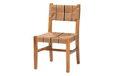 bali & pari Prita Bohemian Paper Loom and Natural Mahogany Wood Dining Chair