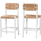 bali & pari Talli Bohemian Paper Loom and White Mahogany Wood 2-Piece Bar Stool Set