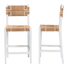 bali & pari Talli Bohemian Paper Loom and White Mahogany Wood 2-Piece Bar Stool Set