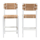 bali & pari Talli Bohemian Paper Loom and White Mahogany Wood 2-Piece Bar Stool Set