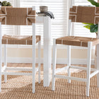 bali & pari Talli Bohemian Paper Loom and White Mahogany Wood 2-Piece Bar Stool Set