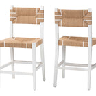 bali & pari Talli Bohemian Paper Loom and White Mahogany Wood 2-Piece Counter Stool Set