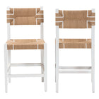 bali & pari Talli Bohemian Paper Loom and White Mahogany Wood 2-Piece Counter Stool Set