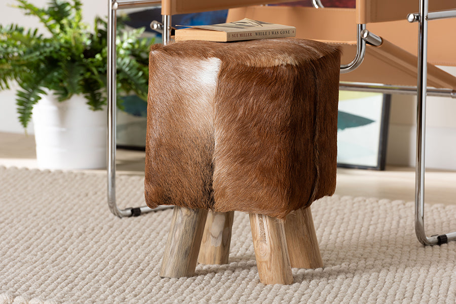 Scotlyn Genuine Goat Leather Footstool