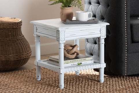 Baxton Studio Jeanne Vintage Traditional White Wood End Table