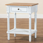 Baxton Studio Legrand Classic French Two-Tone White and Natural Brown 1-Drawer End Table