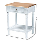 Baxton Studio Legrand Classic French Two-Tone White and Natural Brown 1-Drawer End Table
