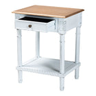 Baxton Studio Legrand Classic French Two-Tone White and Natural Brown 1-Drawer End Table