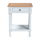 Baxton Studio Legrand Classic French Two-Tone White and Natural Brown 1-Drawer End Table