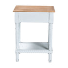 Baxton Studio Legrand Classic French Two-Tone White and Natural Brown 1-Drawer End Table