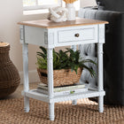 Baxton Studio Legrand Classic French Two-Tone White and Natural Brown 1-Drawer End Table
