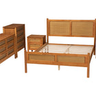 Baxton Studio Jenn Golden Brown Wood Japandi 5-Piece Queen Size Bedroom Set with Distressed-Finished Rattan