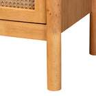 Baxton Studio Jenn Golden Brown Wood Japandi 5-Piece Queen Size Bedroom Set with Distressed-Finished Rattan