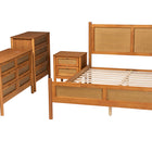 Baxton Studio Jenn Golden Brown Wood Japandi 4-Piece Queen Size Bedroom Set with Distressed-Finished Rattan