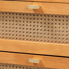 Baxton Studio Jenn Golden Brown Wood Japandi 4-Piece Queen Size Bedroom Set with Distressed-Finished Rattan